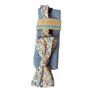 ORIGINAL PENGUIN Cream Floral Bow Tie Polka Dot Cotton Pocket Square Set